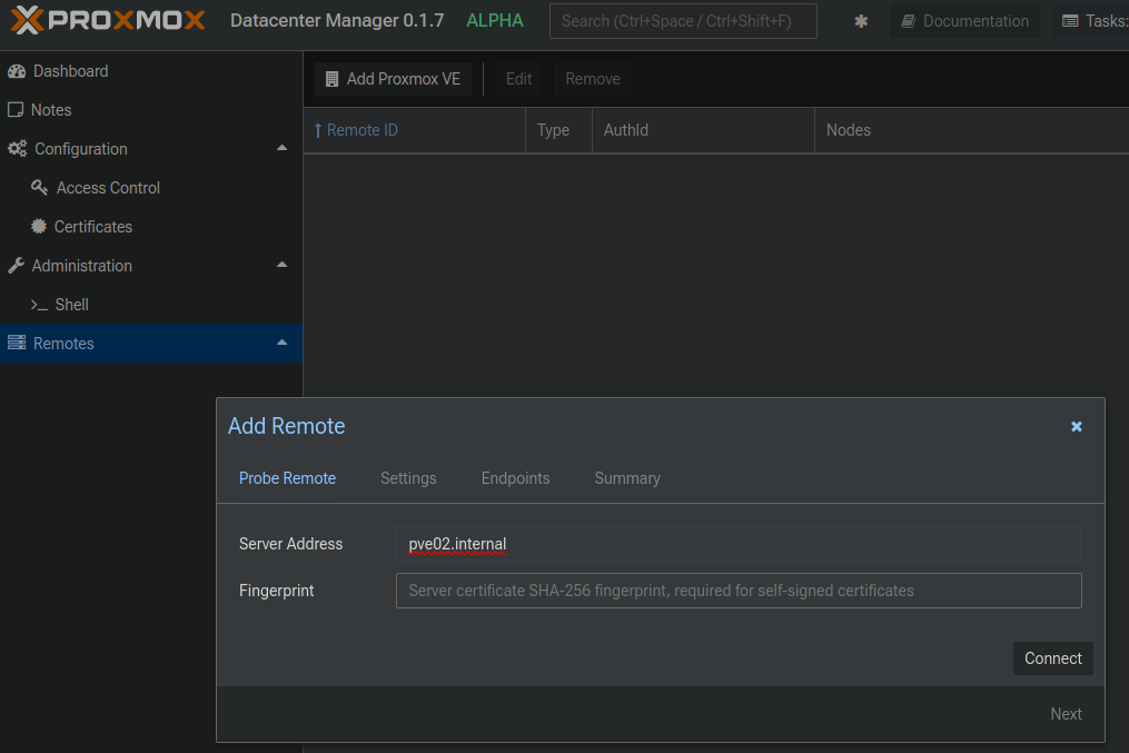 Adding a remote node in PDM